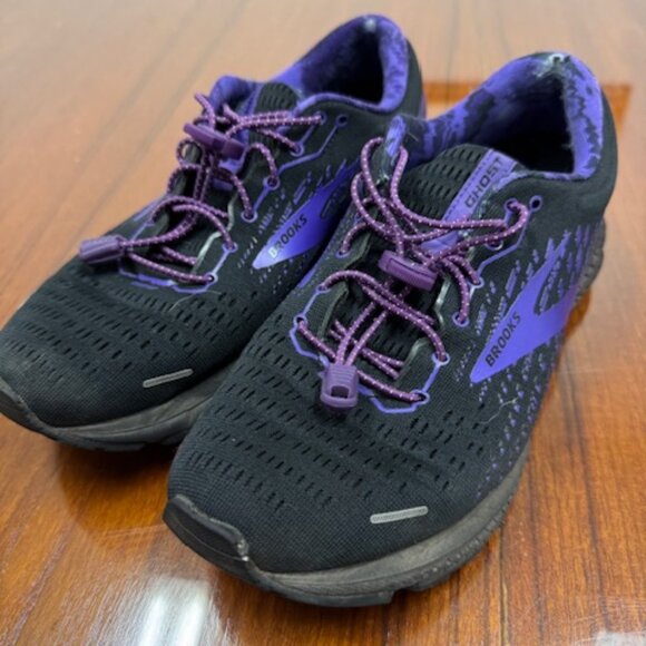 Brooks Men's Ghost 13 shoes Black / Purple Size 8 Medium - Picture 1 of 11